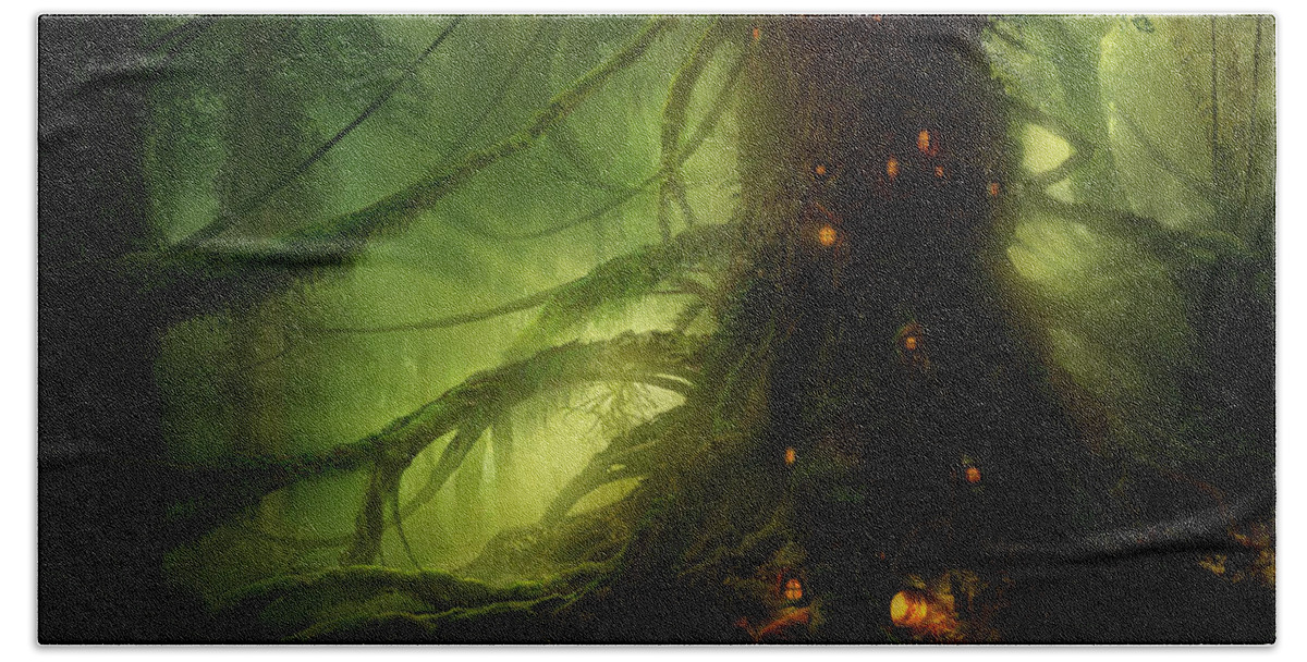 Forest Beach Towel featuring the digital art Forest #57 by Super Lovely