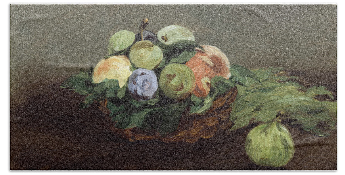 Manet Beach Sheet featuring the painting Basket of Fruit #6 by Edouard Manet