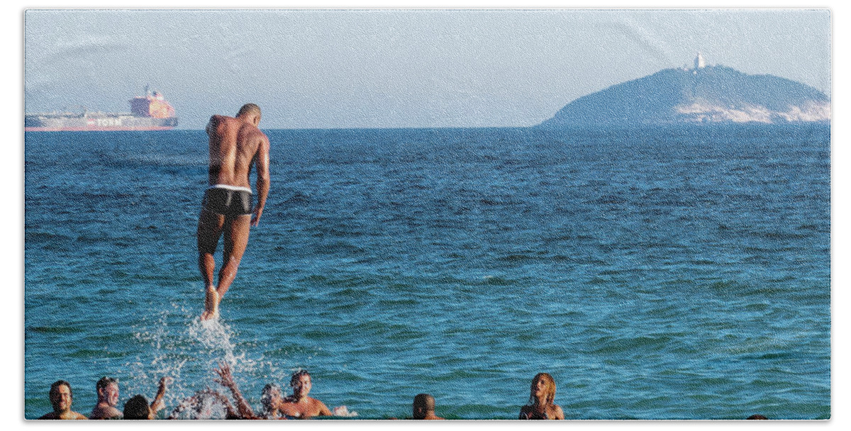 Boat Beach Towel featuring the photograph Jumping #6 by Cesar Vieira