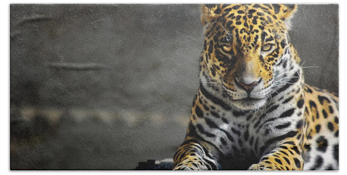 Leopard Beach Towel featuring the digital art Leopard #6 by Super Lovely