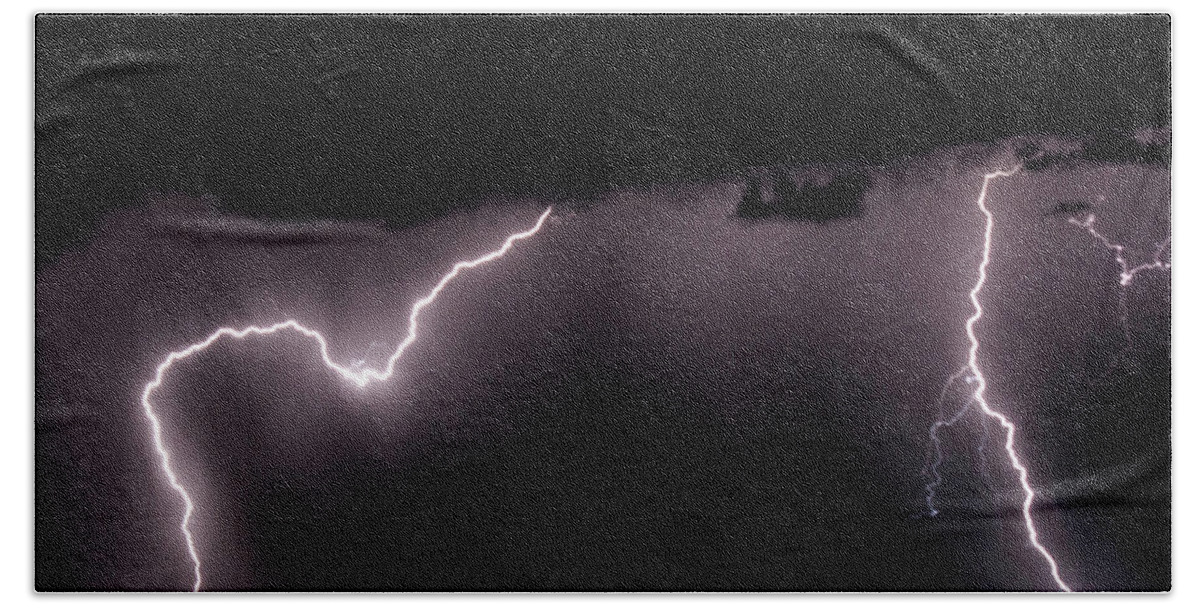 Lightning Beach Towel featuring the photograph Lightning #23 by Mark Jackson
