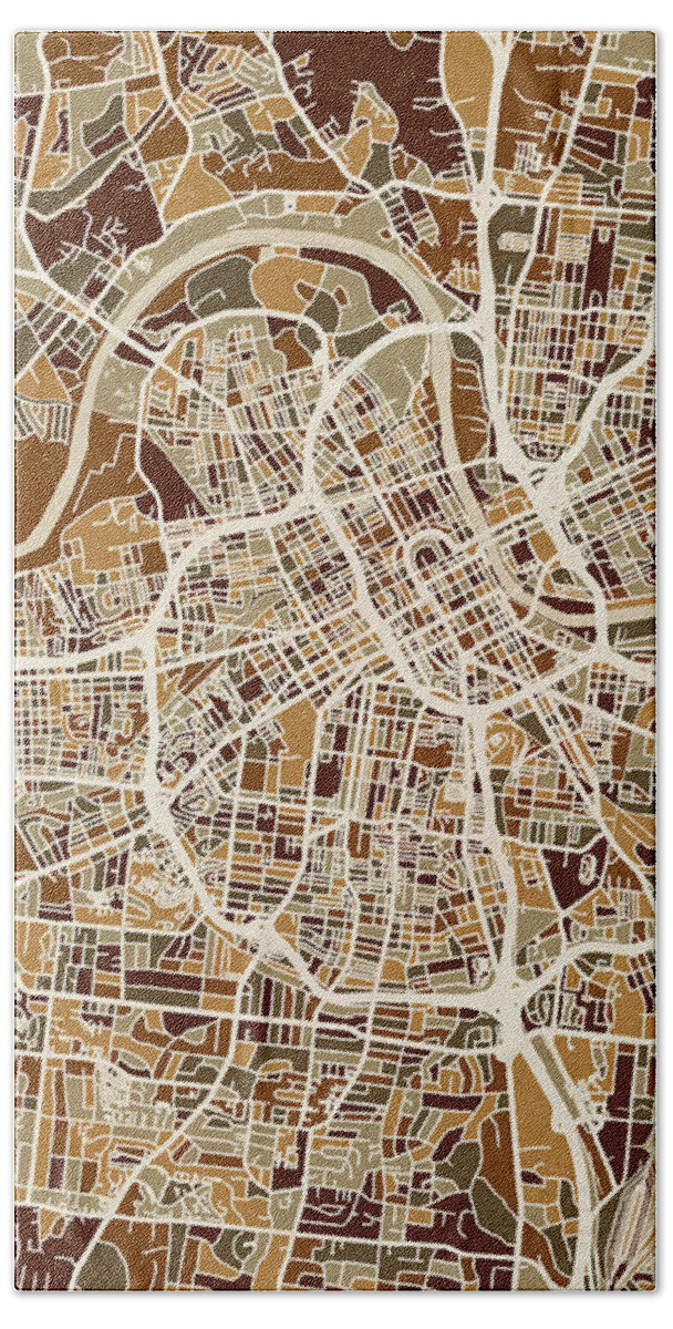 Nashville Beach Towel featuring the digital art Nashville Tennessee City Map by Michael Tompsett