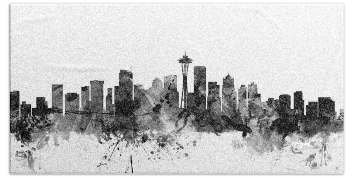 United States Beach Towel featuring the digital art Seattle Washington Skyline by Michael Tompsett
