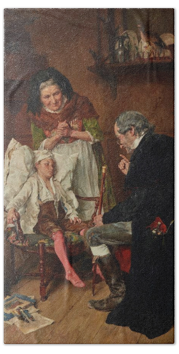 François-adolphe Grison 1845-1914 The Doctor Beach Towel featuring the painting The Doctor by MotionAge Designs