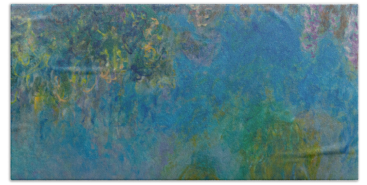 Claude Monet Beach Towel featuring the painting Wisteria by Claude Monet