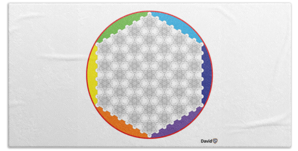 64 Tetrahedron Beach Sheet featuring the digital art 64 Tetra Flower of Life by David Diamondheart