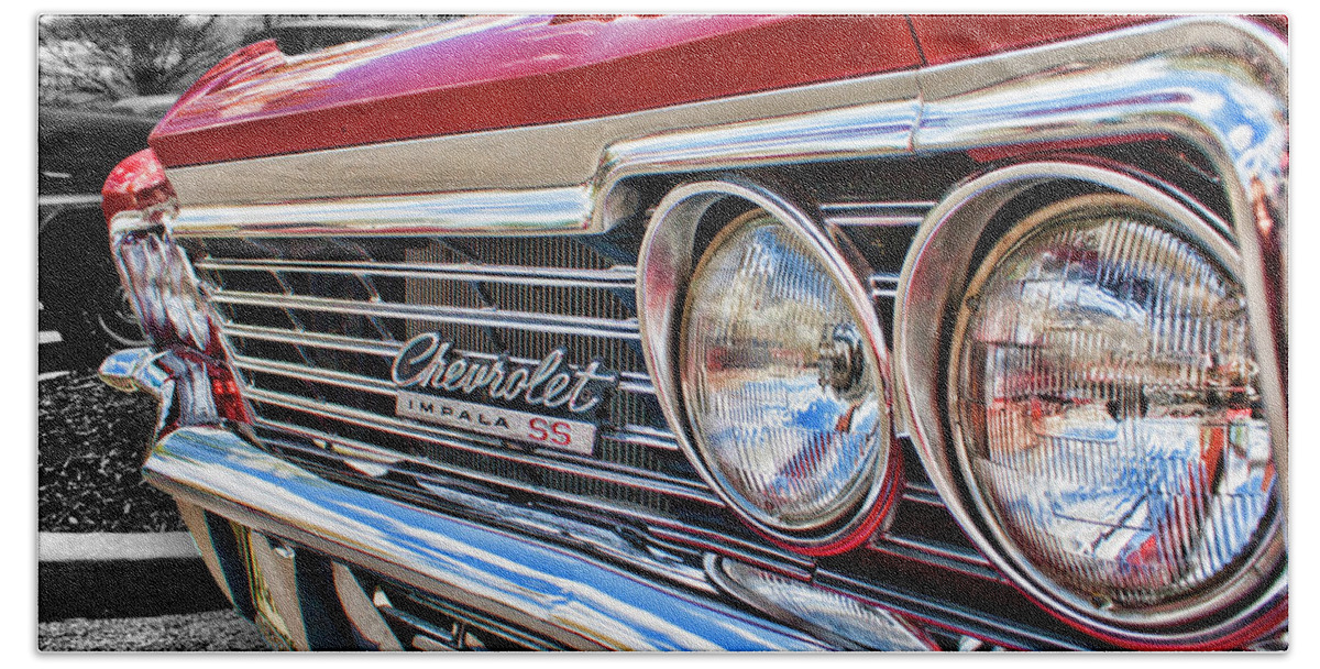 1966 Beach Sheet featuring the photograph '66 Chevrolet Impala SS #66 by Daniel Adams