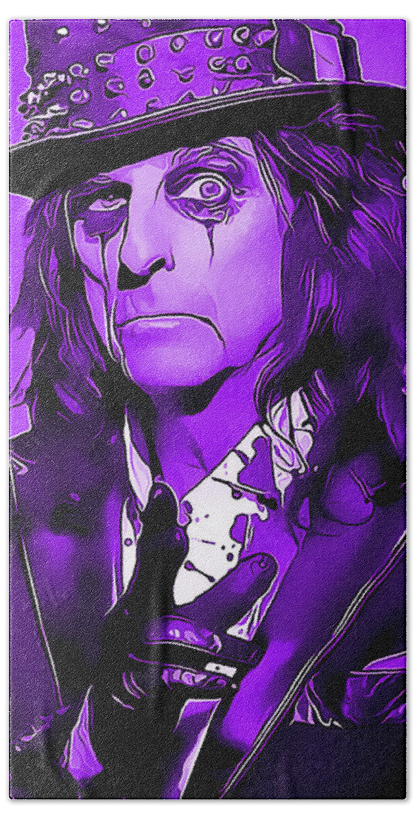 Alice Cooper Beach Towel featuring the mixed media Alice Cooper #7 by Marvin Blaine