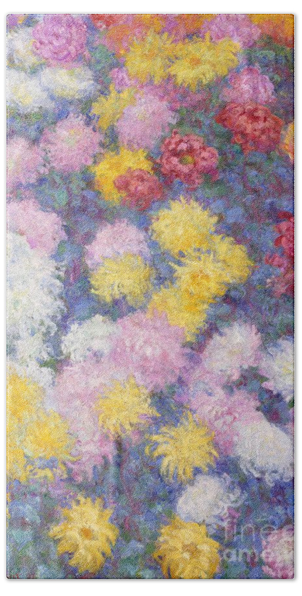 French Beach Towel featuring the painting Chrysanthemums by Claude Monet