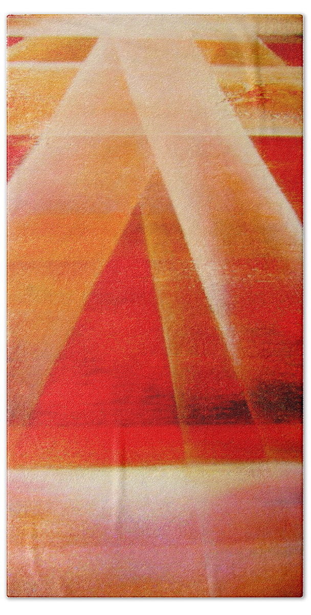 Hope.hapiness.light.sunrise Beach Sheet featuring the painting Hope #11 by Kumiko Mayer