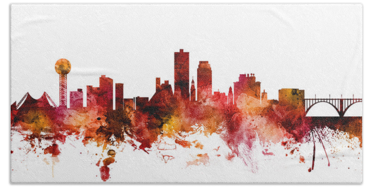 United States Beach Towel featuring the digital art Knoxville Tennessee Skyline #7 by Michael Tompsett