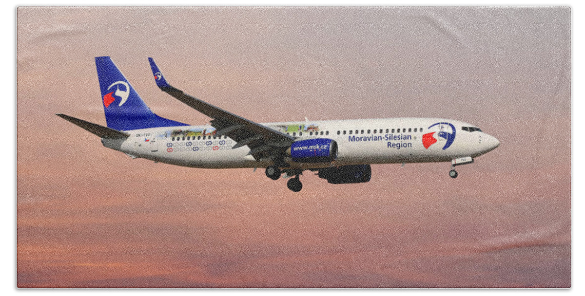 Travel Service Beach Towel featuring the photograph Travel Service Boeing 737-8CX #7 by Smart Aviation