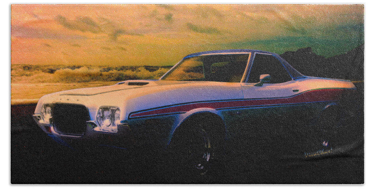 72 Ford Ranchero Beach Sheet featuring the photograph 72 Ford Ranchero By The Sea by Chas Sinklier