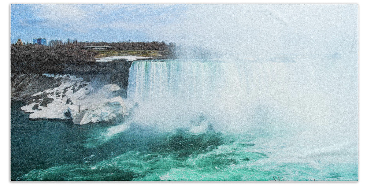 Falls Beach Towel featuring the photograph Niagara Falls scenery in winter #8 by Carl Ning