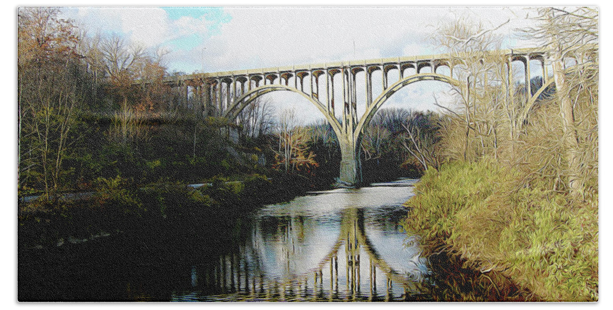 Nature Beach Towel featuring the photograph 82 Bridge by Linda Carruth