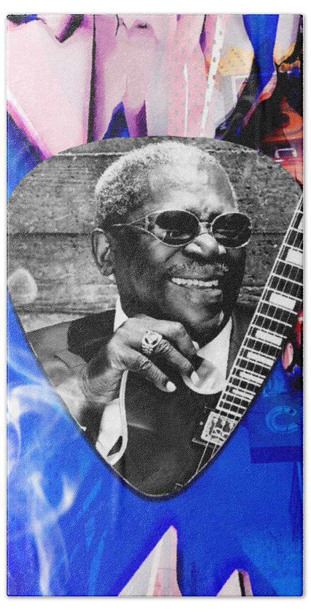 Bb King Beach Towel featuring the mixed media BB King Art #8 by Marvin Blaine