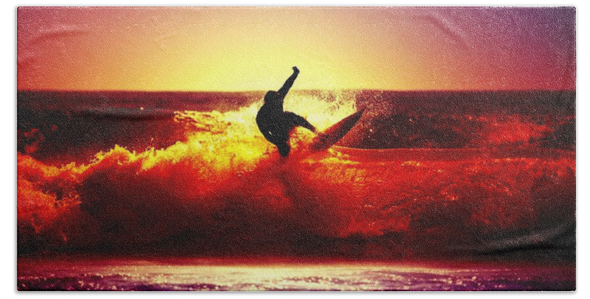 Surfing Beach Towel featuring the photograph Surfing #9 by Jackie Russo