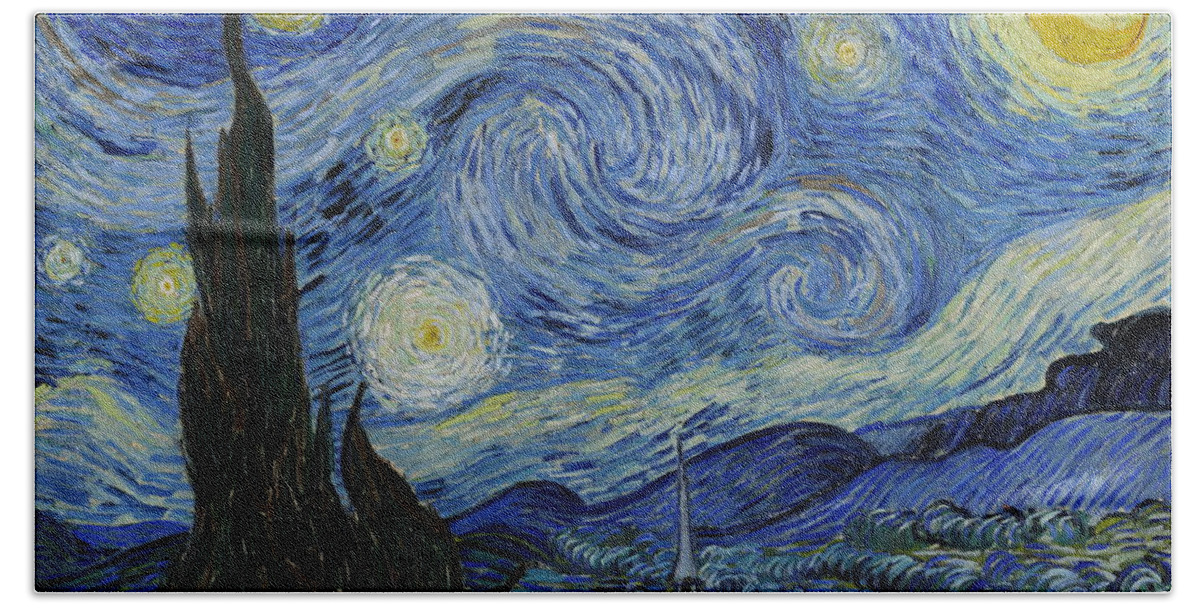 Starry Night Beach Towel featuring the painting The Starry Night by Vincent van Gogh