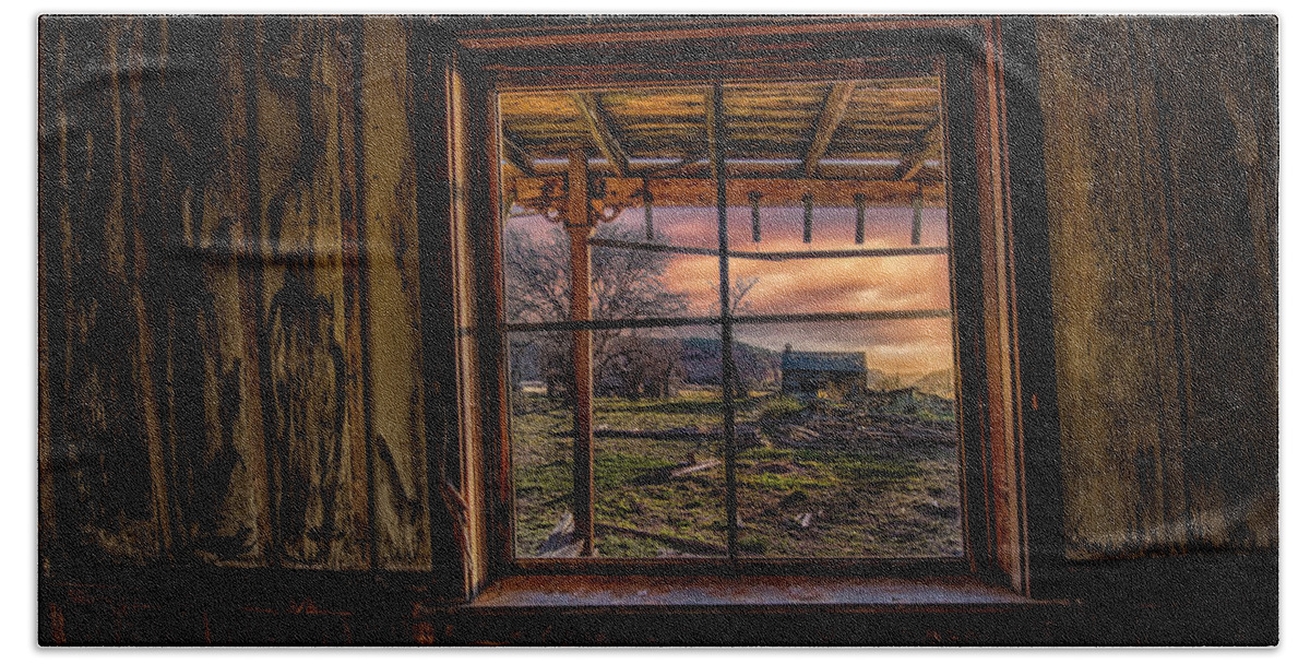 Ghost Town Beach Towel featuring the photograph A Barn View by Michael Ash
