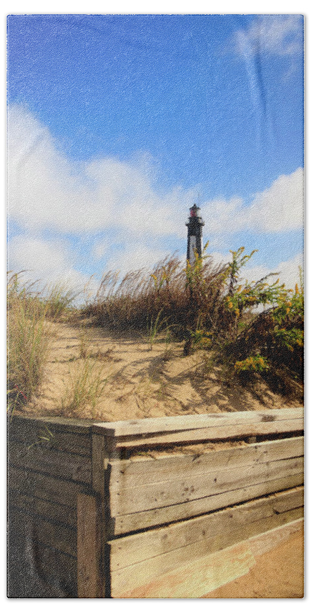 Cape Henry Lighthouse Beach Towel featuring the photograph A Beacon in the Sand by Joni Eskridge
