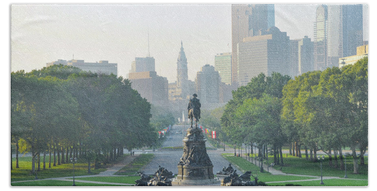 Beautiful Beach Towel featuring the photograph A Beautiful View Down The Parkway - Philadelphia by Bill Cannon