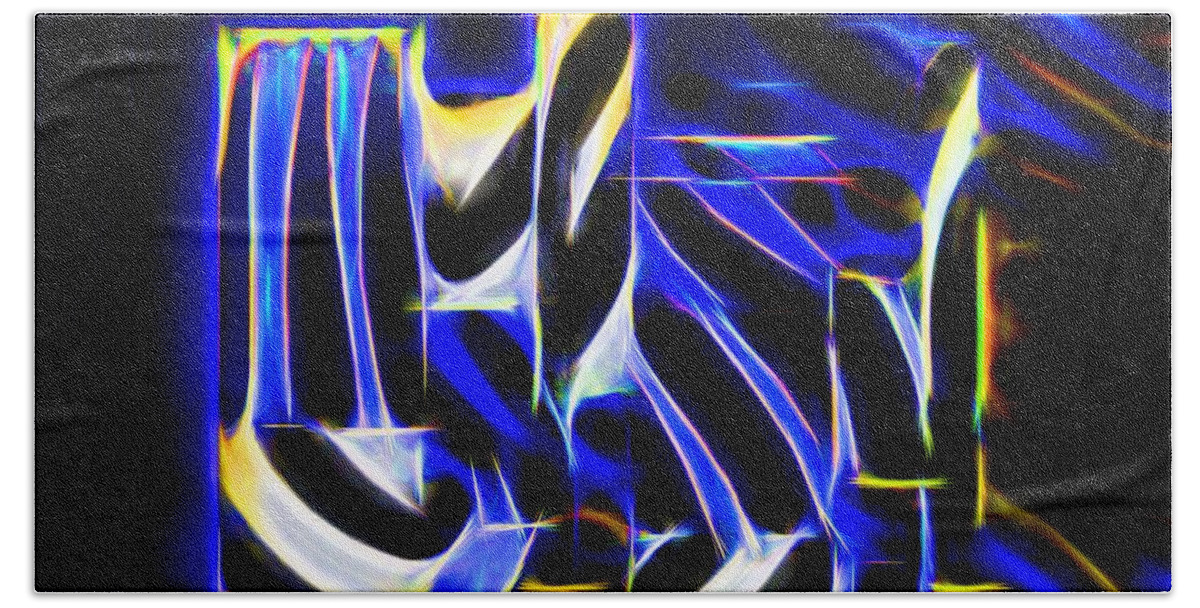 Geometric Beach Towel featuring the digital art A Blue Blaze by Diana Mary Sharpton
