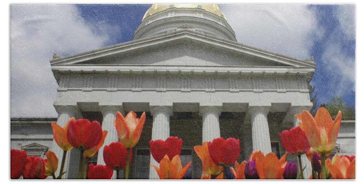 Tulips Beach Sheet featuring the photograph A Capitol Day by Alice Mainville