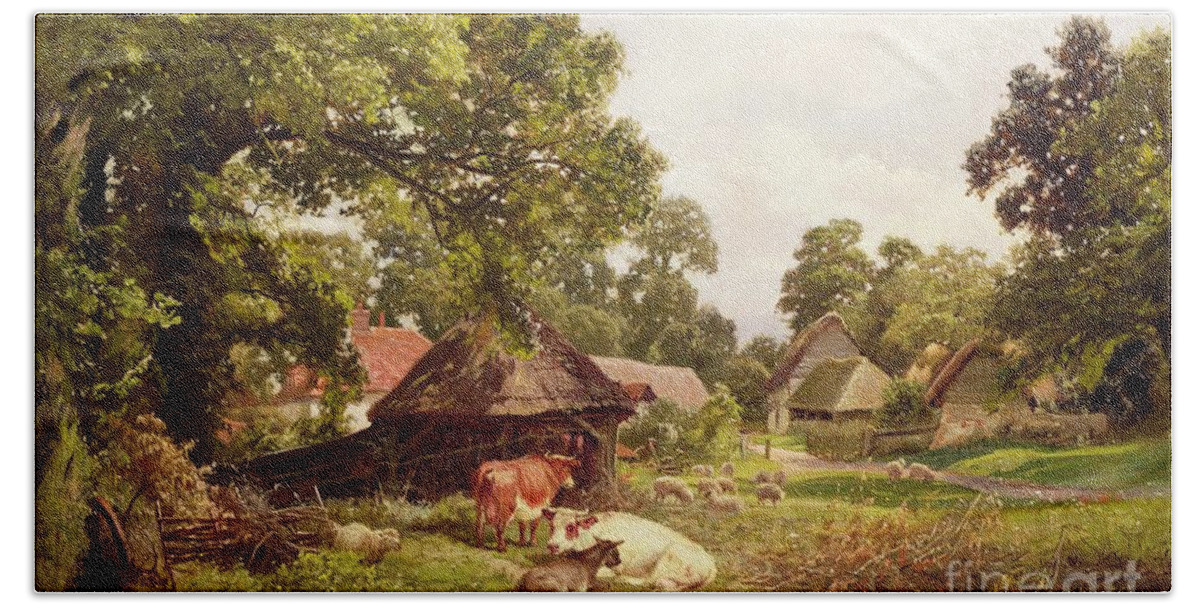 Cottage Beach Towel featuring the painting A Cottage Home in Surrey by Edward Henry Holder