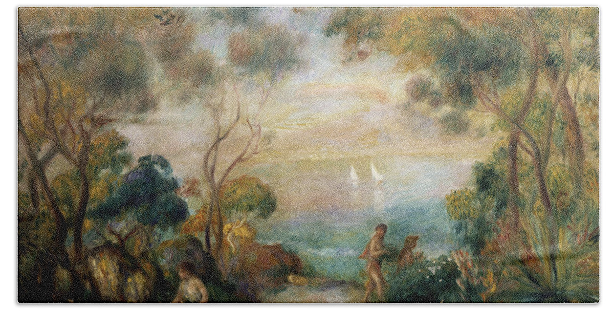 Garden Beach Sheet featuring the painting A Garden in Sorrento by Pierre Auguste Renoir