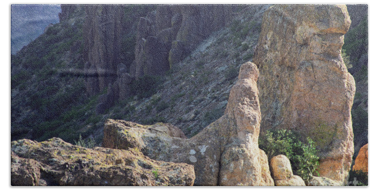 Rock Formations Beach Towel featuring the photograph A Hard Ride by Kathy McClure