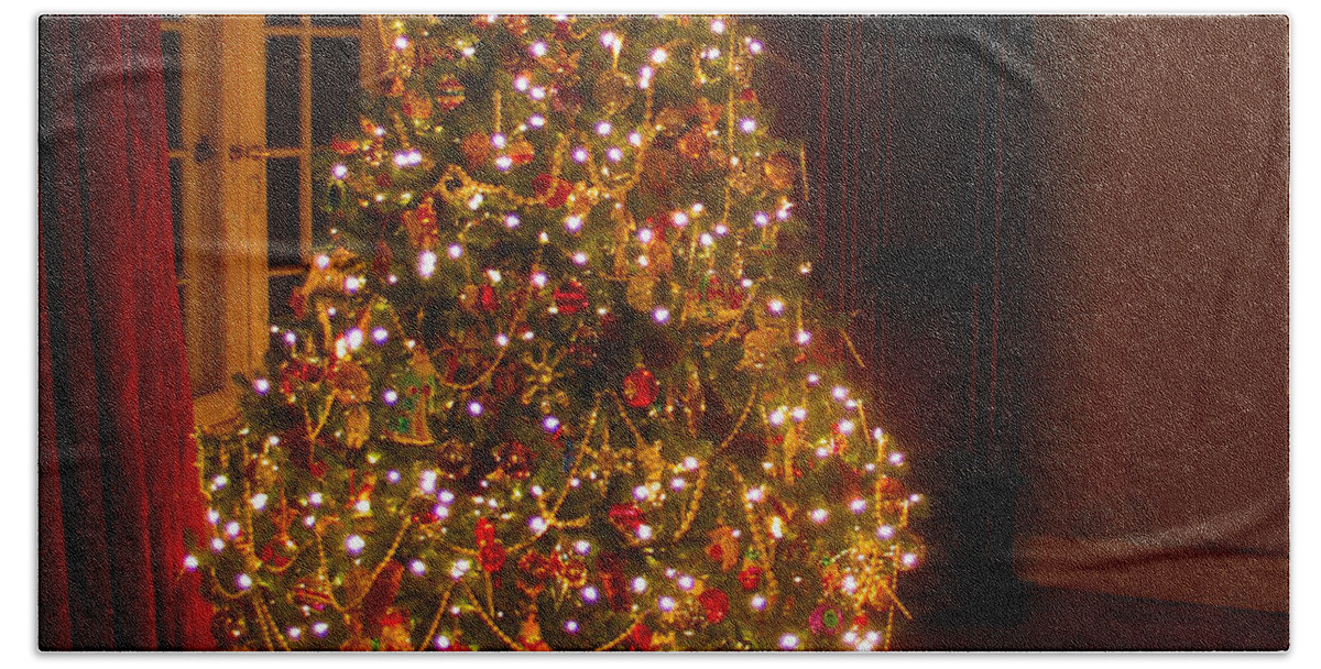 Christmas Beach Towel featuring the photograph A Jewel of a Christmas Tree by Susan Vineyard
