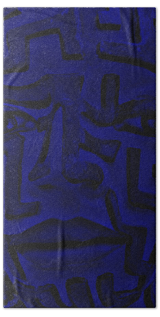Maze Beach Towel featuring the sculpture A Mazing Blue Face by Rob Hans