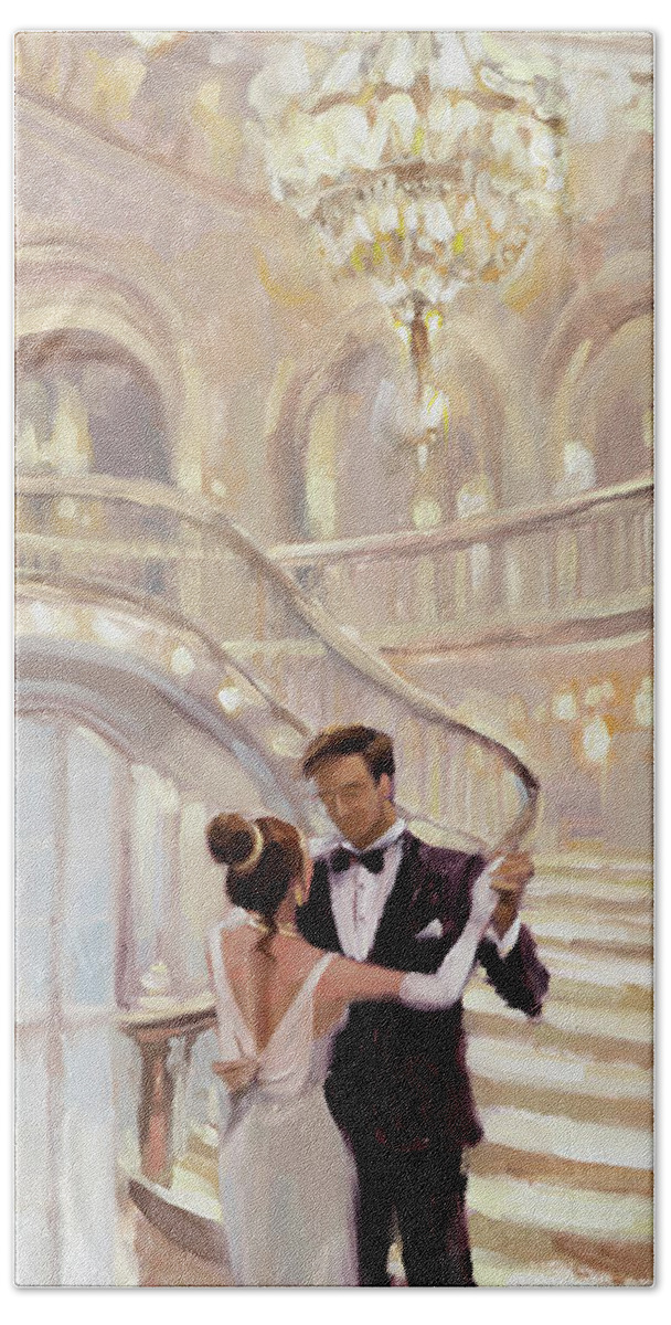 Romance Beach Sheet featuring the painting A Moment in Time by Steve Henderson