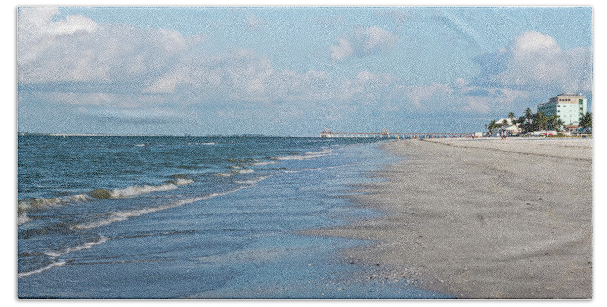 Fort Beach Towel featuring the photograph A morning walk on Fort Myers Beach Fort Myers Florida by Toby McGuire