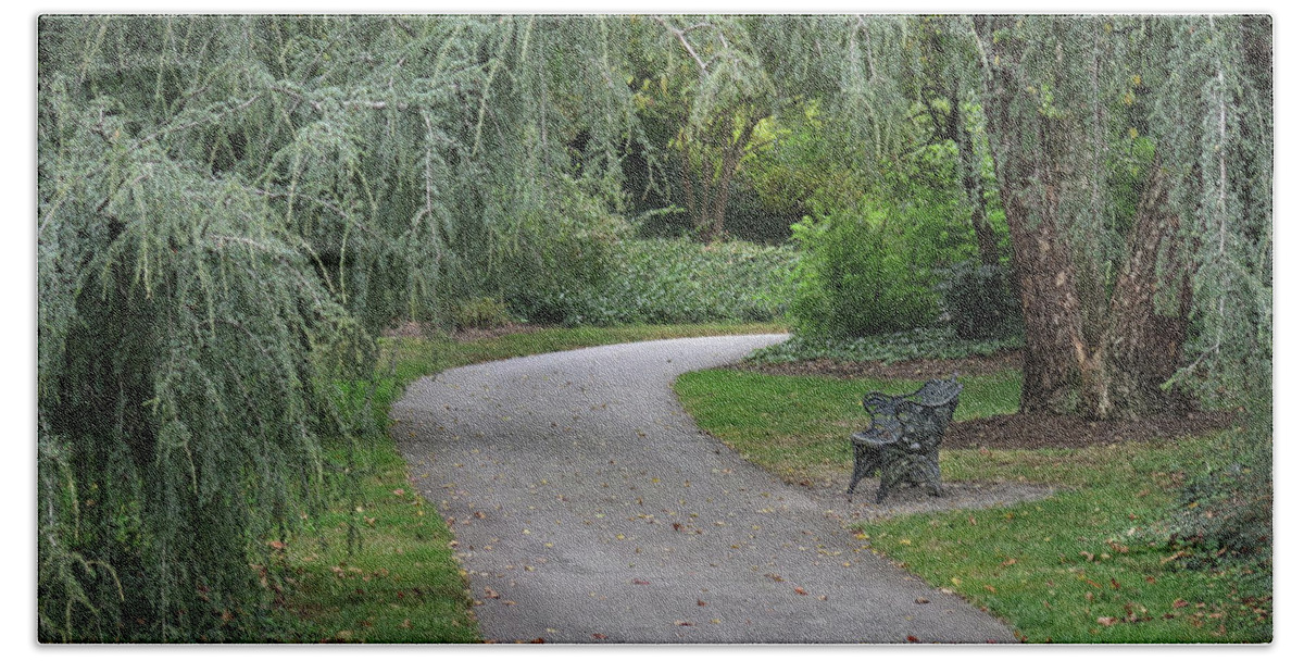 Path Beach Towel featuring the photograph A Path Through The Park by Dave Mills