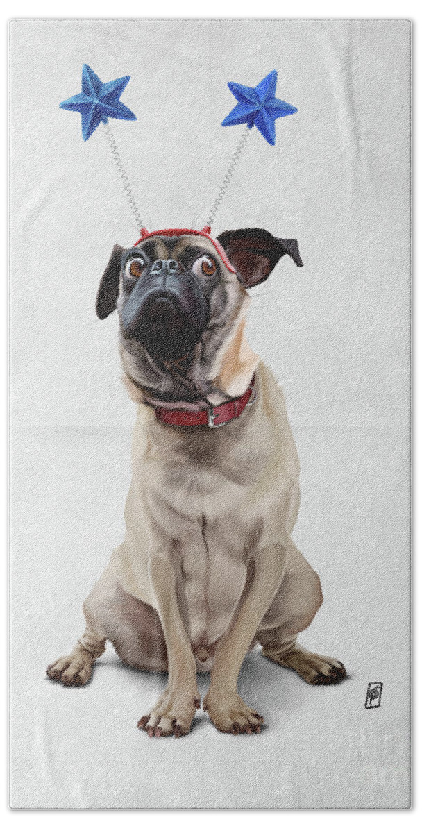 Illustration Beach Towel featuring the digital art A Pug's Life Wordless by Rob Snow