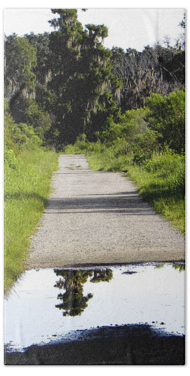 Landscape Photography Beach Towel featuring the photograph A Reflection on Heron Hideout Trail by Christopher Mercer