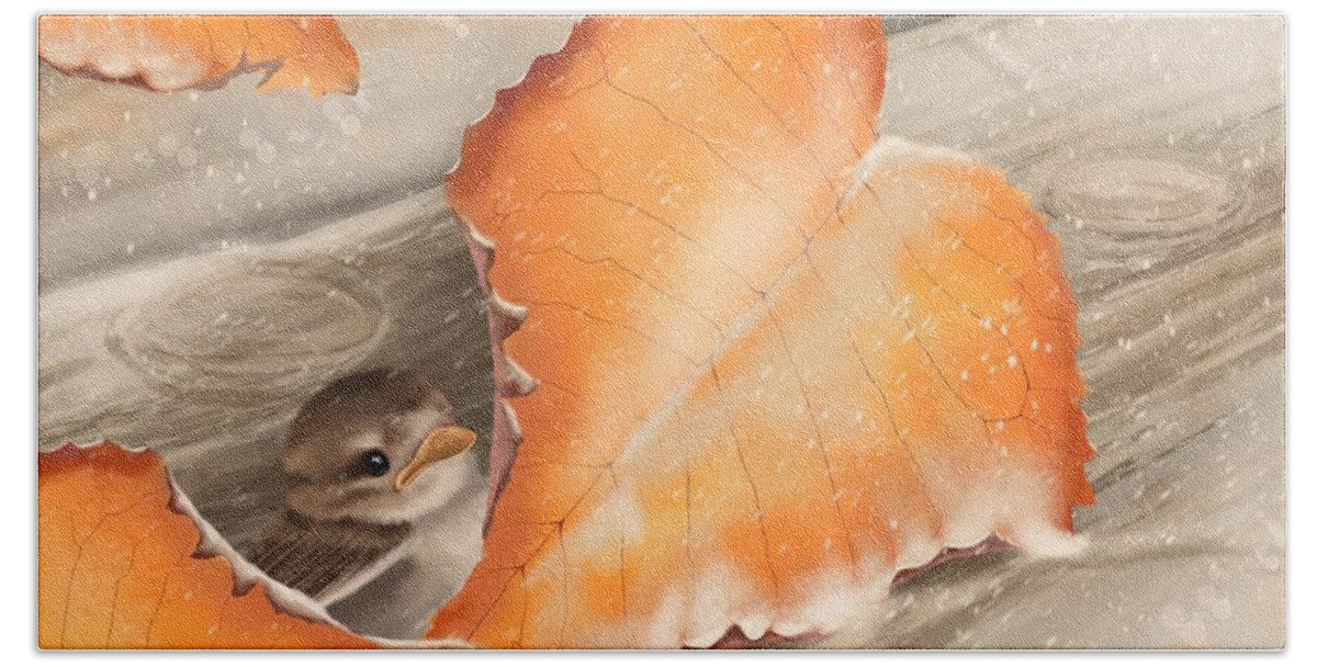 Leaf Beach Sheet featuring the painting A safe place by Veronica Minozzi