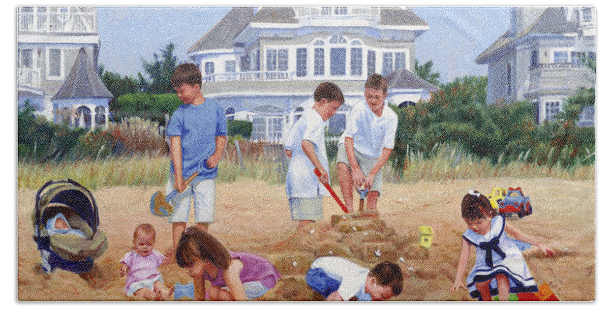 House Beach Towel featuring the painting A Sand Castle for Nana by Candace Lovely
