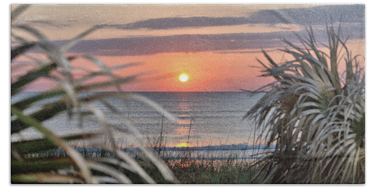 15153 Beach Towel featuring the photograph A Satellite Beach Sunrise by Gordon Elwell