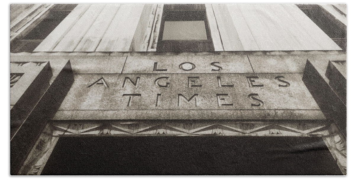 Los Angeles Beach Towel featuring the photograph A Sign of the Times - Vintage by Mark David Gerson