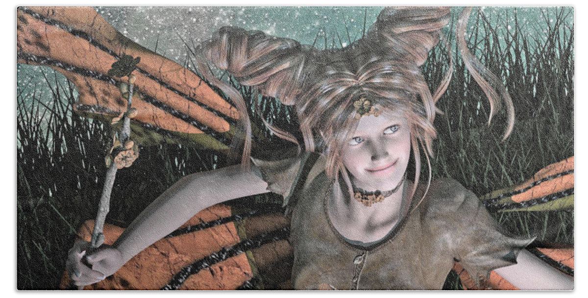 Fairy Beach Sheet featuring the digital art She Belongs -- With by Betsy Knapp