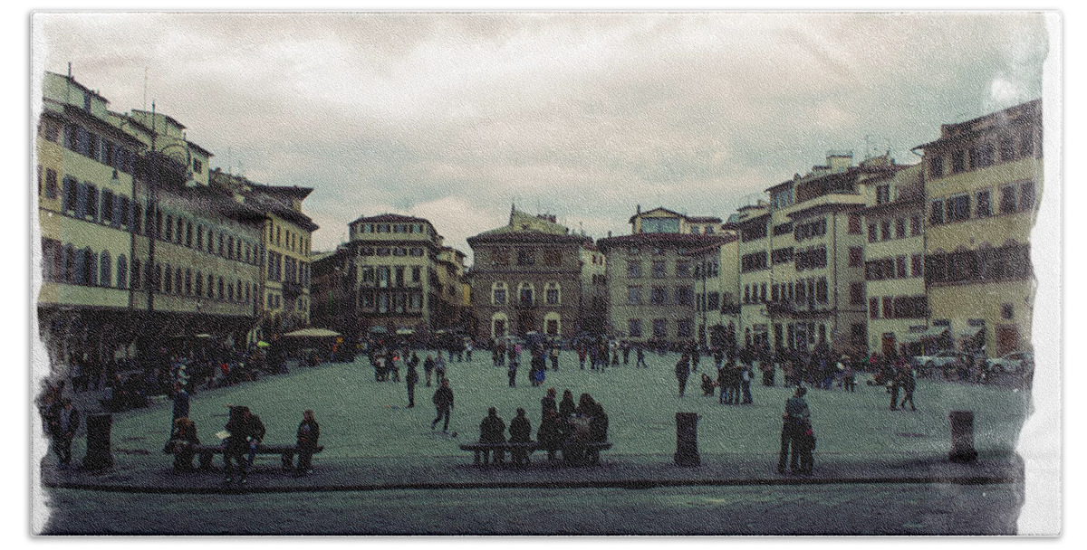 Travel Beach Towel featuring the photograph A Square in Florence Italy by Wade Brooks