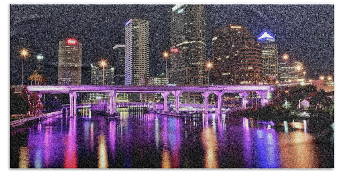 Tampa Beach Sheet featuring the photograph A Tampa Night by Frozen in Time Fine Art Photography
