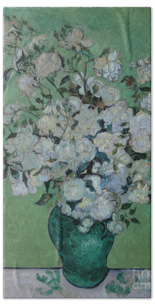 Vase Beach Sheet featuring the painting A Vase of Roses by Vincent van Gogh