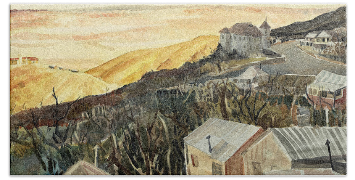 Landscape Beach Sheet featuring the painting A View From Jerome by Thomas Tribby