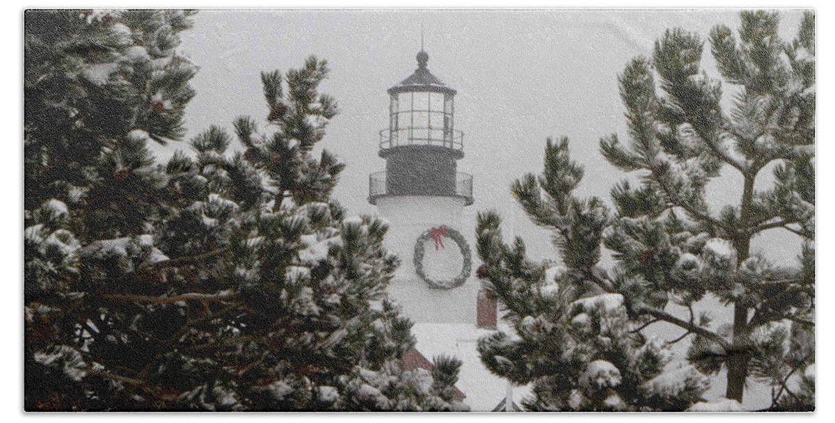 Snow Beach Towel featuring the photograph A View of the Portland Head Light by Darryl Hendricks
