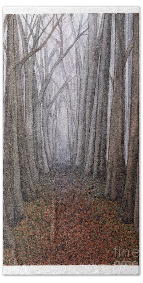 Forest Beach Sheet featuring the painting A Walk in the Woods by Hilda Wagner