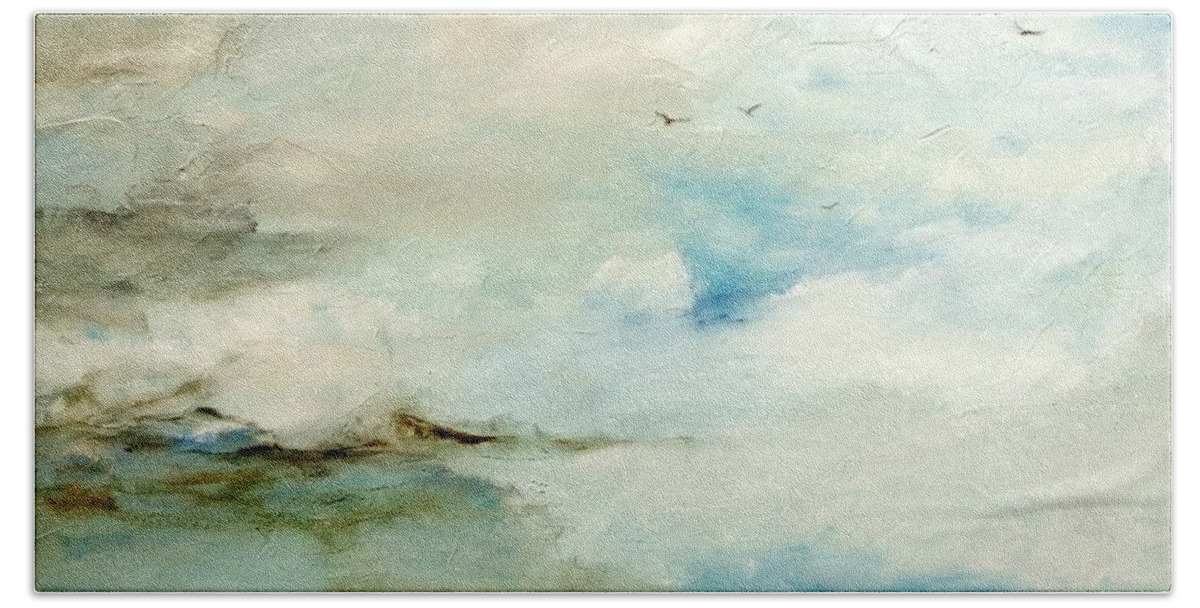 Landscape Beach Sheet featuring the painting Above It All by Dina Dargo