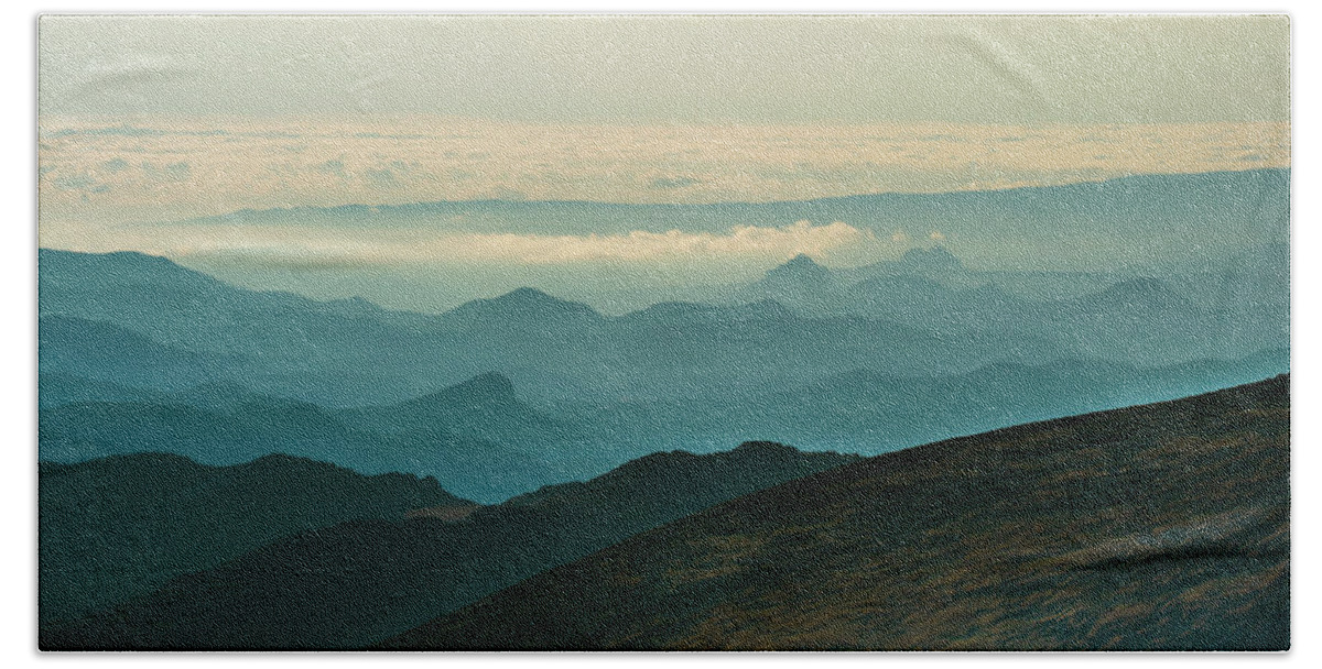 Mountains Beach Towel featuring the photograph Above the clouds by Judi Dressler
